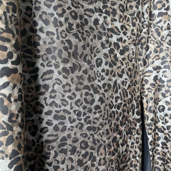 Peach Cheetah Animal Print Maxi Skirt Women Large Side Slit Elastic Waist Brown - Picture 5 of 15